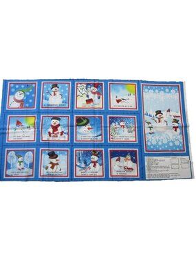 "A Snowman Story" Cotton Soft Book Christmas Crafting Fabric Panel, Cut & Sew